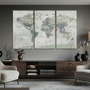 Neutral Vintage World Map Canvas Wall Art Print, Classic Map by MyGreatCanvas | Canvas Wall Art Prints | Photo Prints & Wall Decor