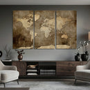 Dark Vintage World Map Canvas Wall Art Print, Antique Map