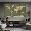 Large World Map Canvas Wall Art Print for Study Room Decor -