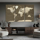 Vintage World Map Canvas Print – Framed Travel Map Wall Art