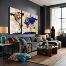 Colorful World Map Canvas Wall Art – Abstract Watercolor Map