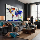 Vintage World Map Canvas Wall Art – Framed Travel Map with