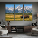 Bison in Mountain Landscape Wall Art Canvas Print – Western by MyGreatCanvas | Canvas Wall Art Prints | Photo Prints & Wall Decor