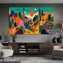Colorful Japanese Landscape Print: Maximalist Panoramic Wall by MyGreatCanvas | Canvas Wall Art Prints | Photo Prints & Wall Decor