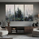 Misty Pine Forest Oil Painting Canvas — Dark Moody Teal Grey by MyGreatCanvas | Canvas Wall Art Prints | Photo Prints & Wall Decor