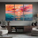 Bold Palette Knife Ocean Sunset Canvas — Orange Pink Teal by MyGreatCanvas | Canvas Wall Art Prints | Photo Prints & Wall Decor