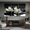 Plumeria Frangipani Black Stone Canvas | White Flower Spa by MyGreatCanvas | Canvas Wall Art Prints | Photo Prints & Wall Decor