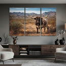 Texas Longhorn Bull Wall Art Canvas Print, Western Farmhouse