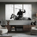 Cowboy Lasso Canvas Wall Art, Black White Western Horse by MyGreatCanvas | Canvas Wall Art Prints | Photo Prints & Wall Decor