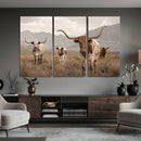 Rustic Texas Longhorn Cow Canvas Wall Art Print, Rustic Farm Animal Photography Print, Farmhouse Country Decor, Western Ranch Art