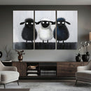 Funny Sheep Canvas Wall Art, Three Quirky Sheep Painting Print, Cute Animal Nursery Decor, Black White Navy Farmhouse Art, Kids Room Gift by MyGreatCanvas | Canvas Wall Art Prints | Photo Prints & Wall Decor