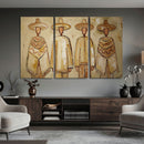 Mexican Folk Art Canvas Wall Art, Charro Poncho Sombrero Painting Print, Neutral Beige Boho Decor, Southwestern Impasto Style, Living Room Art by MyGreatCanvas | Canvas Wall Art Prints | Photo Prints & Wall Decor