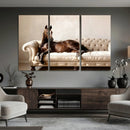 Funny Horse on Sofa Canvas Wall Art, Quirky Horse Lounging Photo Print, Whimsical Animal Decor, Living Room Conversation Art, Horse Lover Gift by MyGreatCanvas | Canvas Wall Art Prints | Photo Prints & Wall Decor