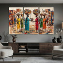 African Folk Art Canvas Wall Art, Colorful African Women Village Painting Print, Tribal Ethnic Home Decor, Vibrant African Art, Living Room by MyGreatCanvas | Canvas Wall Art Prints | Photo Prints & Wall Decor
