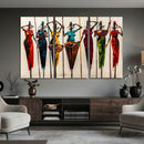 African Folk Art Canvas Wall Art, Colorful African Women Village Painting Print, Tribal Ethnic Home Decor, Vibrant African Art, Living Room by MyGreatCanvas | Canvas Wall Art Prints | Photo Prints & Wall Decor