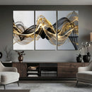 Black and Gold Abstract Wall Art, Modern Wave Canvas Print, Elegant Flowing Smoke Art, Luxury Living Room Decor by MyGreatCanvas | Canvas Wall Art Prints | Photo Prints & Wall Decor