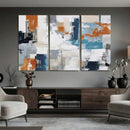 Blue Teal Abstract Canvas Wall Art, Modern Textured Painting Print, Navy Orange White Contemporary Art, Neutral Living Room Decor, Office Art by MyGreatCanvas | Canvas Wall Art Prints | Photo Prints & Wall Decor