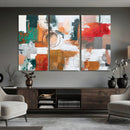 Blue Teal Abstract Canvas Wall Art, Modern Textured Painting Print, Navy Orange White Contemporary Art, Neutral Living Room Decor, Office Art by MyGreatCanvas | Canvas Wall Art Prints | Photo Prints & Wall Decor
