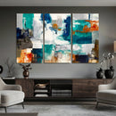 Blue Teal Abstract Canvas Wall Art, Modern Textured Painting Print, Navy Orange White Contemporary Art, Neutral Living Room Decor, Office Art by MyGreatCanvas | Canvas Wall Art Prints | Photo Prints & Wall Decor