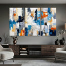 Blue Teal Abstract Canvas Wall Art, Modern Textured Painting Print, Navy Orange White Contemporary Art, Neutral Living Room Decor, Office Art by MyGreatCanvas | Canvas Wall Art Prints | Photo Prints & Wall Decor