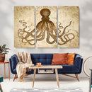 Sepia Octopus Wall Art Abstract Animal Canvas Print