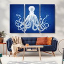 Large 3-Panel Blue Octopus Canvas Wall Art | Coastal Marine by MyGreatCanvas | Canvas Wall Art Prints | Photo Prints & Wall Decor