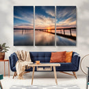 Wooden Pier on Seascape and Sunset Wall Art Canvas Print by MyGreatCanvas | Canvas Wall Art Prints | Photo Prints & Wall Decor