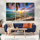 Framed Tropical Sunset Art Canvas Print