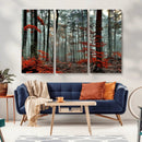 Autumn Forest Wall Art – Enchanting Red Leaves Canvas Print,