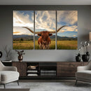 Texas Longhorn Canvas Wall Art – Majestic Triptych Animal by MyGreatCanvas | Canvas Wall Art Prints | Photo Prints & Wall Decor