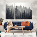 Misty Forest Canvas Wall Art – Monochrome Triptych Pine Tree by MyGreatCanvas | Canvas Wall Art Prints | Photo Prints & Wall Decor