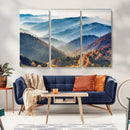 Misty Mountain Sunrise Triptych Canvas Print – Autumn