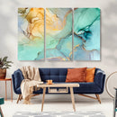 Abstract Aqua and Gold Fluid Wall Art Canvas | 3 Panel Large by MyGreatCanvas | Canvas Wall Art Prints | Photo Prints & Wall Decor