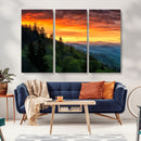 Forest Landscape Wall Art Sunset Canvas, Forest Sunset