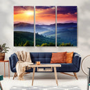 Sunset over Mountain Canvas Print, Forest Canvas Wall Art –