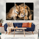 Lion and Lioness Wall Art Canvas Print – Framed African