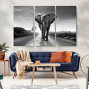 Black and White Elephant Wall Art Canvas Print
