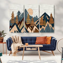 Abstract Wood Panel Effect Mountain Range Top Wall Art