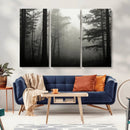 Misty Forest Wall Art Premium Canvas Print a Foggy and