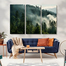 Misty Forest Wall Art Premium Canvas Print a Foggy and