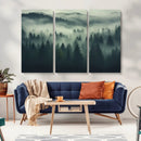 Misty Forest Wall Art Premium Canvas Print a Foggy and