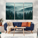 Captivating Misty Foggy Forest Wall Art Premium Canvas Print