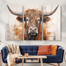 Vintage Scottish Highland Cow Cattle Art, Scottish Highland