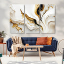 Gold Waves on Pure White Canvas – Gold Abstract Art for