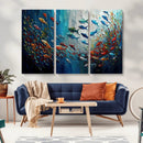 Modern Abstract Fish Shoal Wall Art Canvas Print, Colorful