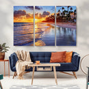 Serene Beach Sunset Wall Art Canvas- Coastal Seascape Print
