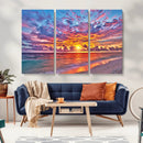 Vibrant Sunset Beach Wall Art - Ocean Sunset Canvas Print |