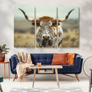 Texas Cow Longhorn Wall Art Canvas Print for Farm House Wall by MyGreatCanvas | Canvas Wall Art Prints | Photo Prints & Wall Decor