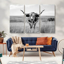 Texas Cow Longhorn Wall Art Canvas Print for Farm House Wall