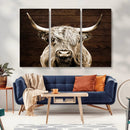 Highland Cow Wall Art Canvas Print, Rustic Farmhouse Decor,